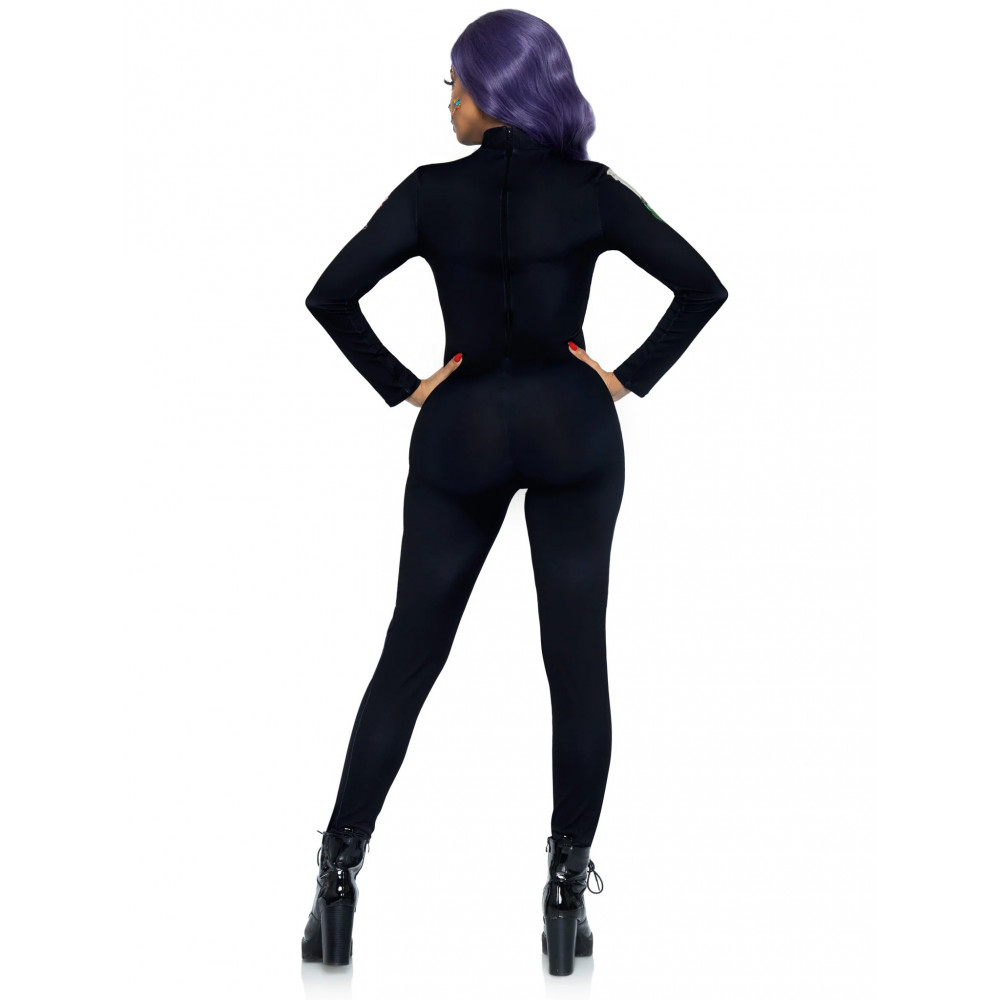 Эротическое белье - Комбинезон скелет с цветочным принтом Leg Avenue Floral skeleton catsuit S 1
