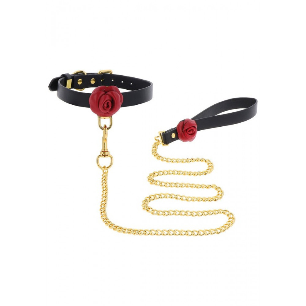 БДСМ игрушки - Ошейник с поводком Taboom Wild Roses Collar & Leash с декоративными розами 3