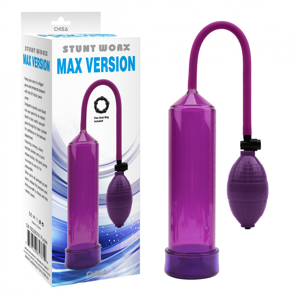 Секс игрушки - Помпа для увеличения члена Chisa Stunt Worx Max Version Penis Pump, фиолетовая
