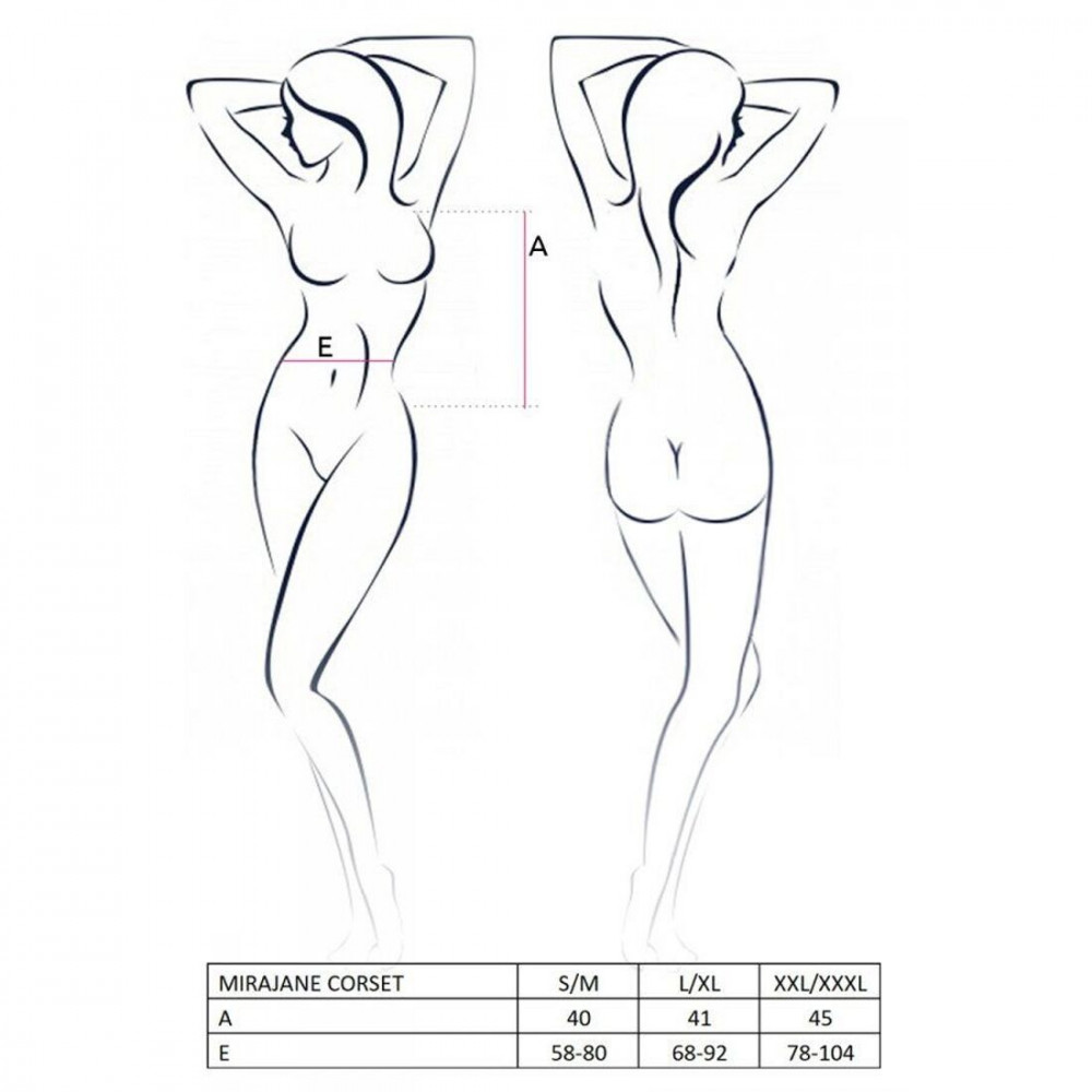 Эротические корсеты - Полупрозрачный корсет Passion Exclusive Mirajane Corset XXL/XXXL, черный 1