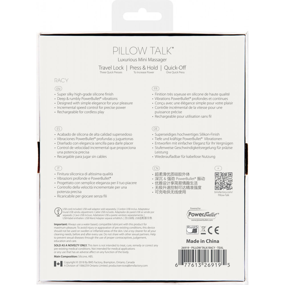 Стимулятор точки G - Роскошный вибратор Pillow Talk - Racy Teal с кристаллом Сваровски для точки G, подарочная упаковка 1
