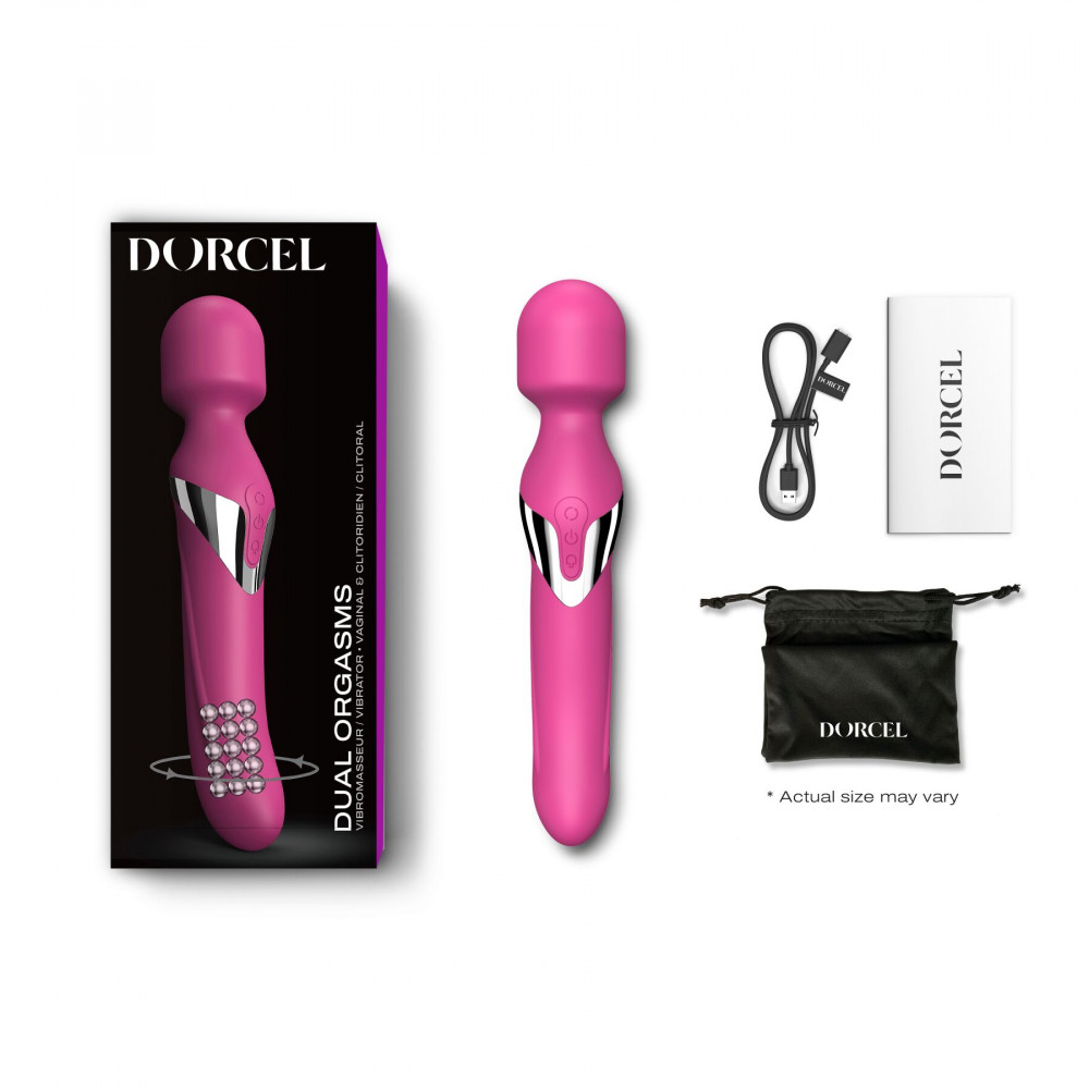 Вибромассажеры - Вибромассажер 2в1 Dorcel Dual Orgasms Magenta классический массажер и вибратор с жемчужным массажем 1
