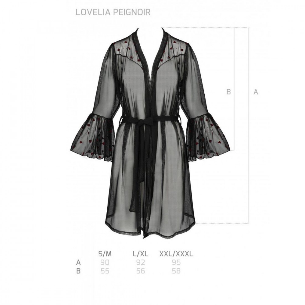 Эротические пеньюары и сорочки - Воздушный пеньюар LOVELIA PEIGNOIR black S/M - Passion 1