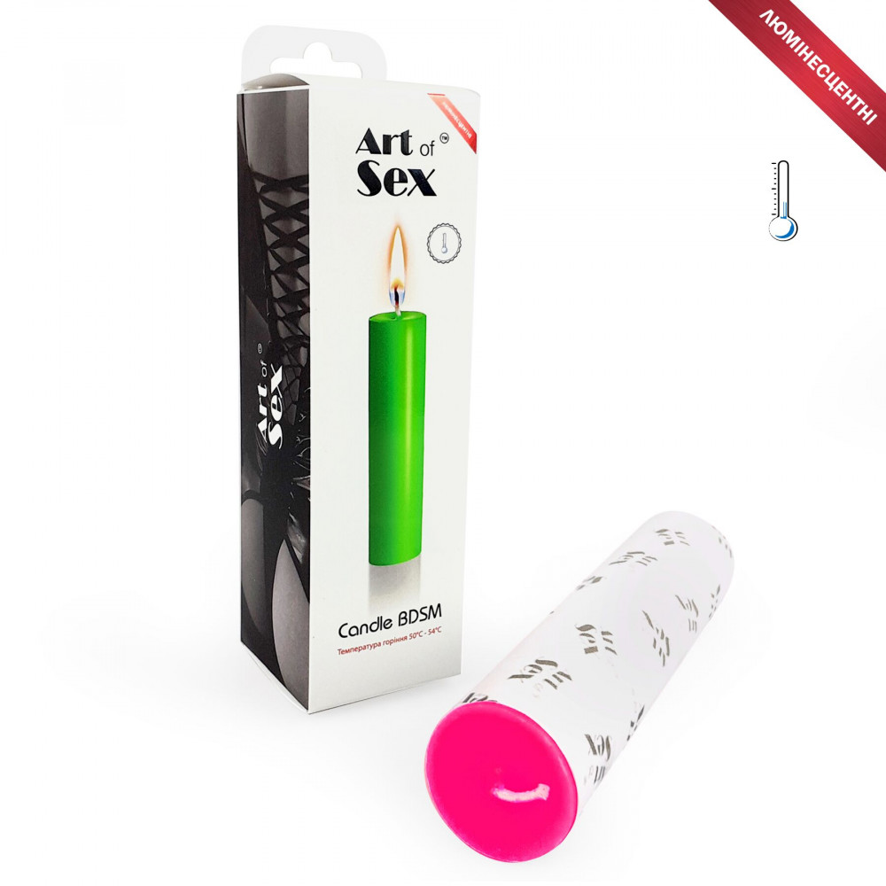   Аксессуары - Розовая свеча восковая Art of Sex size M 15 см низкотемпературная, люминесцентная 3