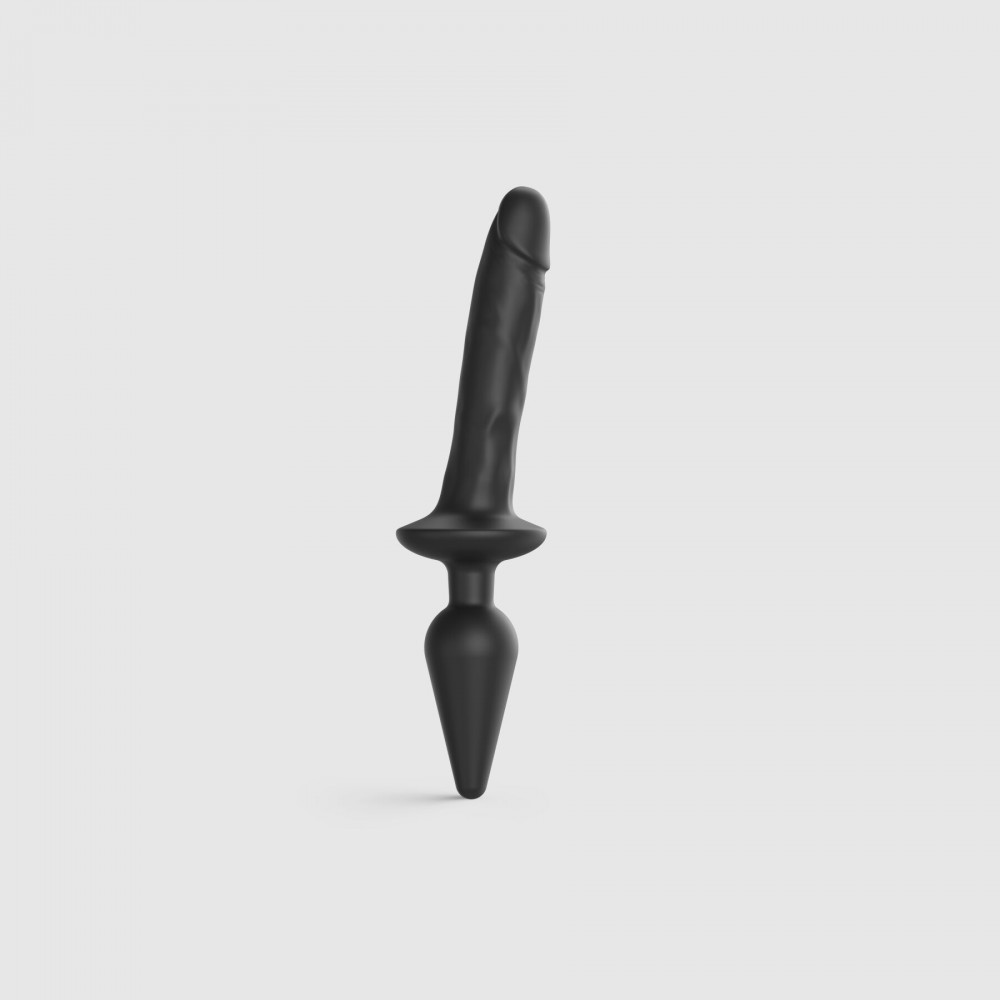 Анальная пробка - Анальная пробка с дилдо 2в1 Strap-On-Me SWITCH PLUG-IN REALISTIC DILDO Black L, диаметр 4,5/3,4 см