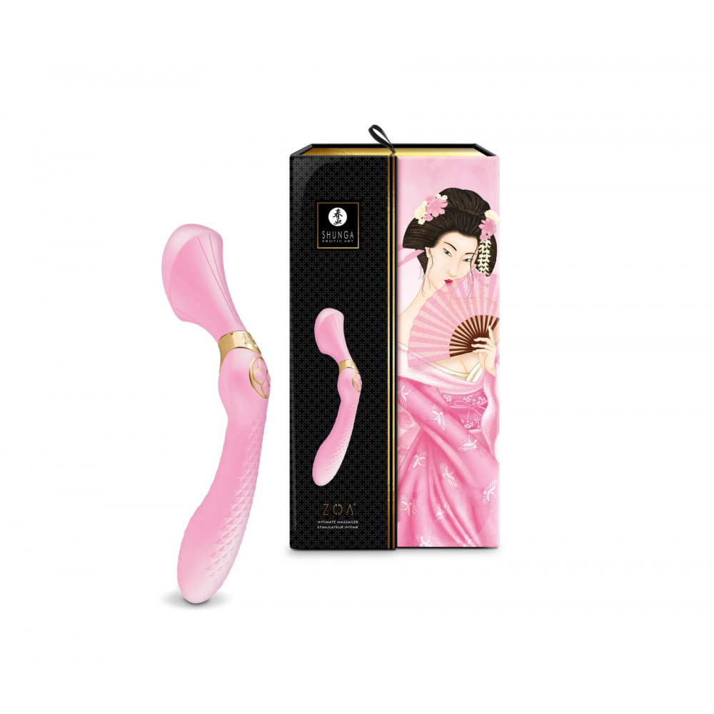 Вибратор - Вибромассажер Shunga Zoa Light Pink, двусторонний 3
