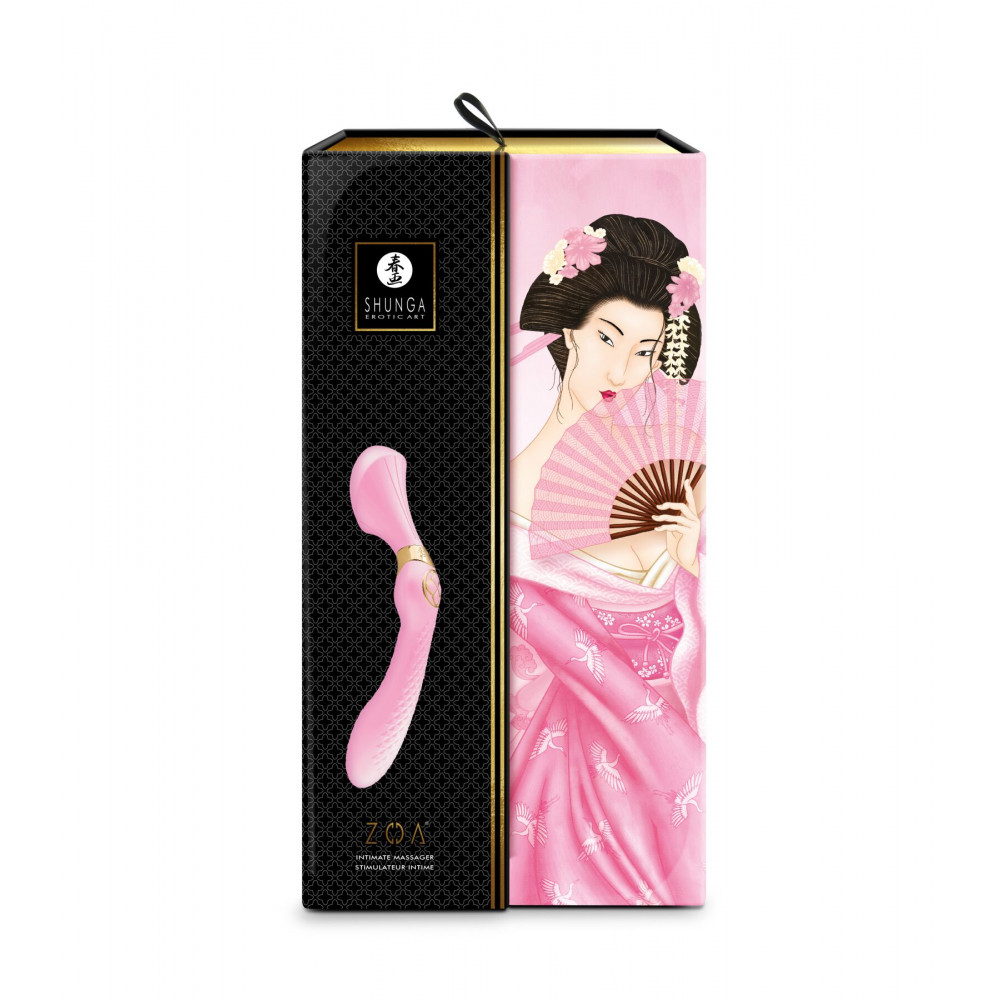 Вибратор - Вибромассажер Shunga Zoa Light Pink, двусторонний 2
