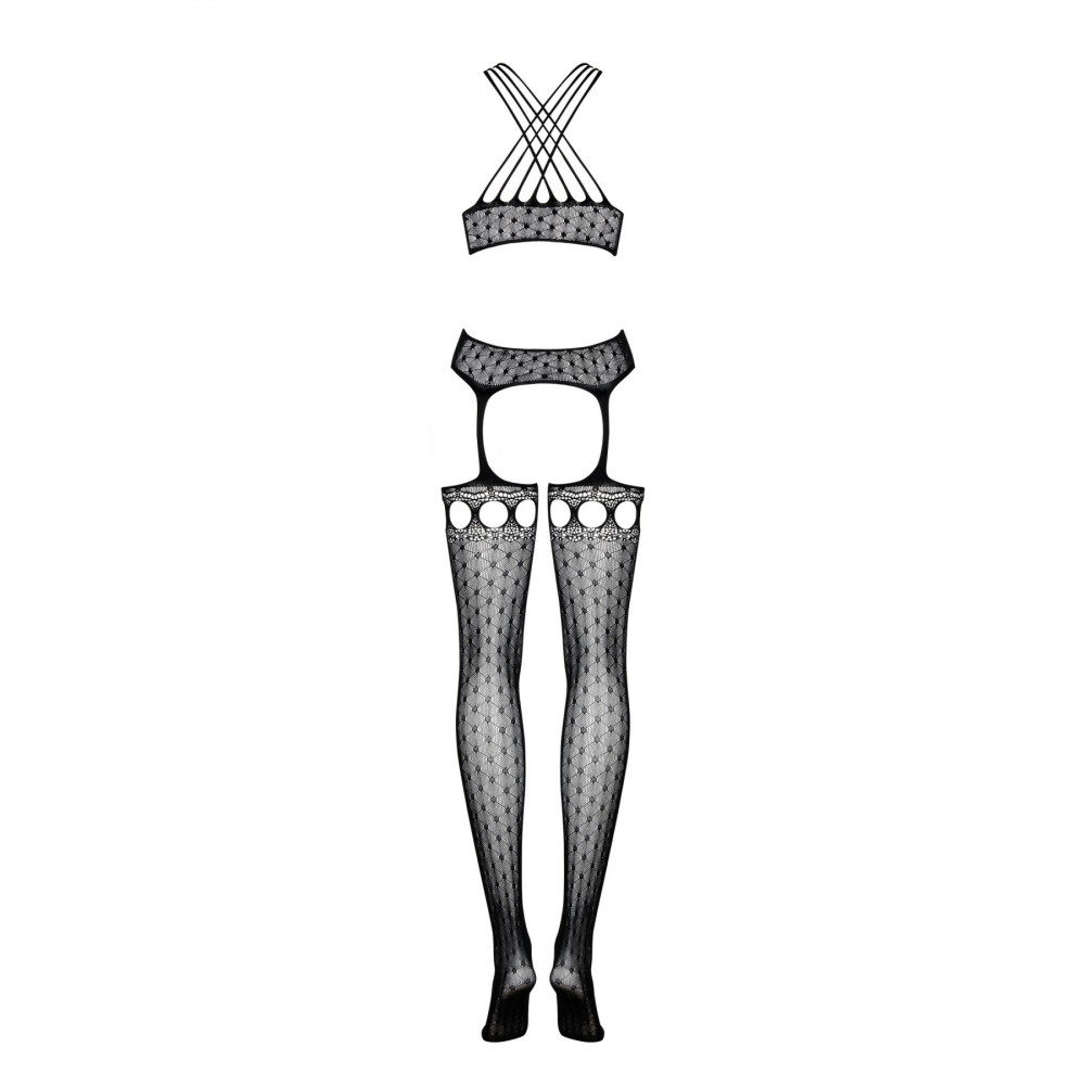 Бодистокинг - Бодистокинг Obsessive Bodystocking G313 S/M/L, шнуровка, геометрический декор 2
