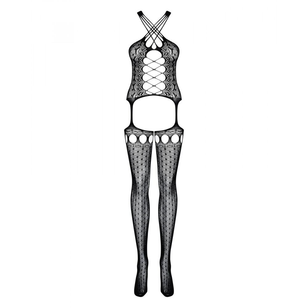 Бодистокинг - Бодистокинг Obsessive Bodystocking G313 S/M/L, шнуровка, геометрический декор 3