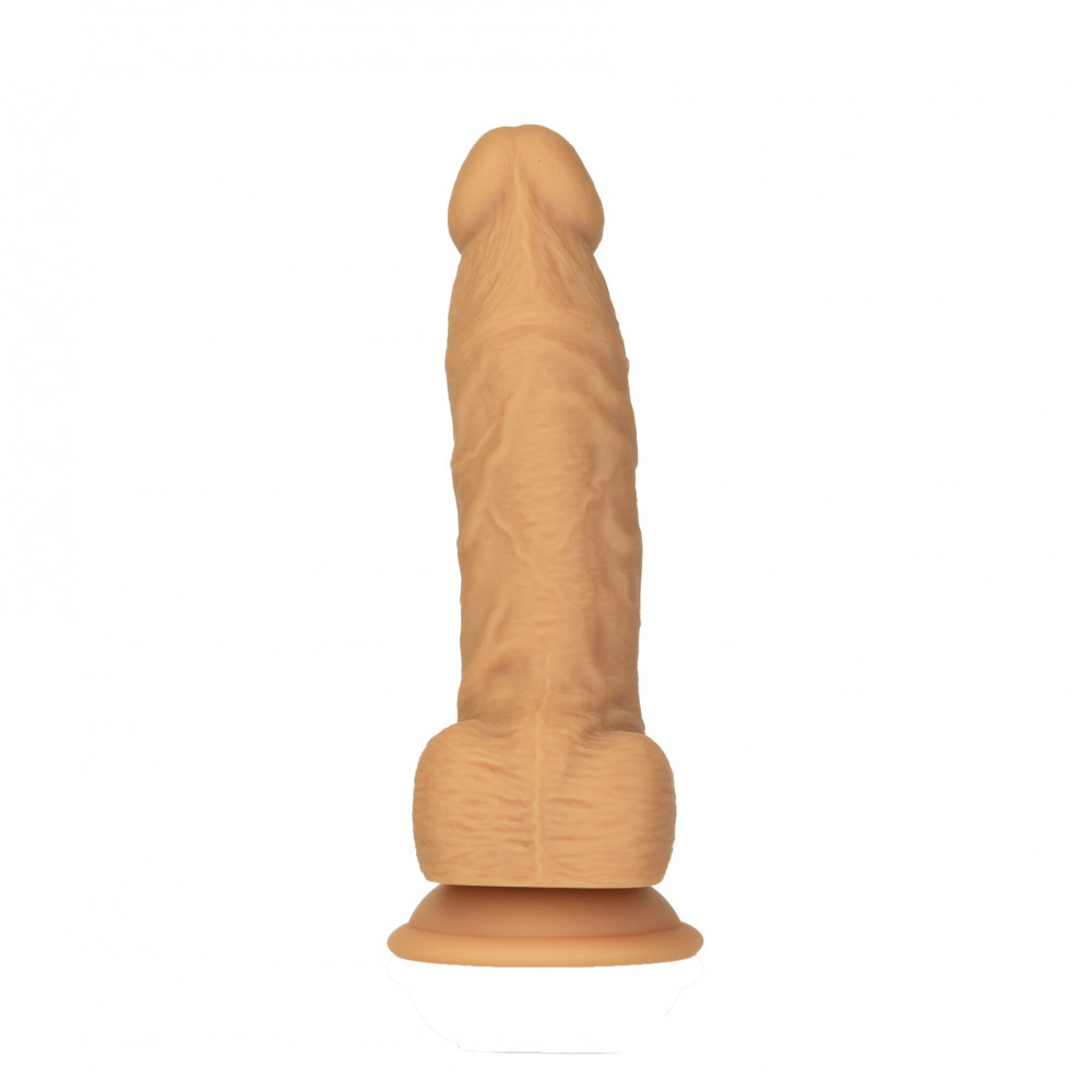 Фаллоимитаторы на присоске, двойные - Фаллоимитатор ADDICTION Dual Density Silicone Dildo Caramel 8″, присоска, диаметр 4,3 см, вибропуля 
