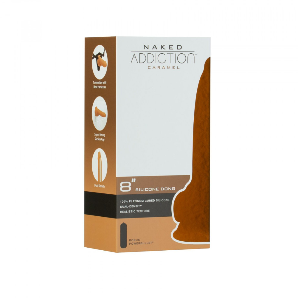 Фаллоимитаторы на присоске, двойные - Фаллоимитатор ADDICTION Dual Density Silicone Dildo Caramel 8″, присоска, диаметр 4,3 см, вибропуля  2