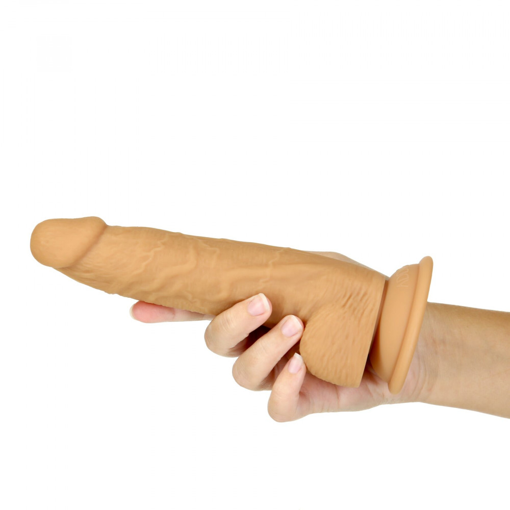 Фаллоимитаторы на присоске, двойные - Фаллоимитатор ADDICTION Dual Density Silicone Dildo Caramel 8″, присоска, диаметр 4,3 см, вибропуля  7