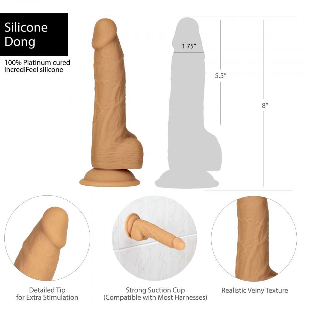 Фаллоимитаторы на присоске, двойные - Фаллоимитатор ADDICTION Dual Density Silicone Dildo Caramel 8″, присоска, диаметр 4,3 см, вибропуля  5