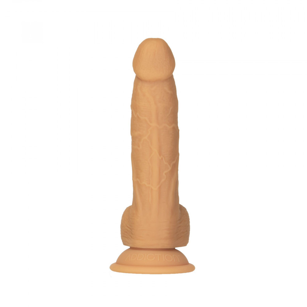 Фаллоимитаторы на присоске, двойные - Фаллоимитатор ADDICTION Dual Density Silicone Dildo Caramel 8″, присоска, диаметр 4,3 см, вибропуля  10
