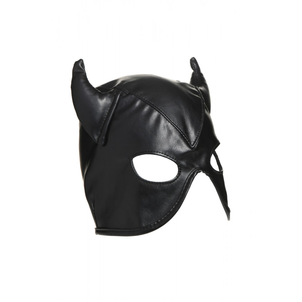 Маски - Маска Master Series Dungeon Demon Bondage Mask with Horns - Black 8