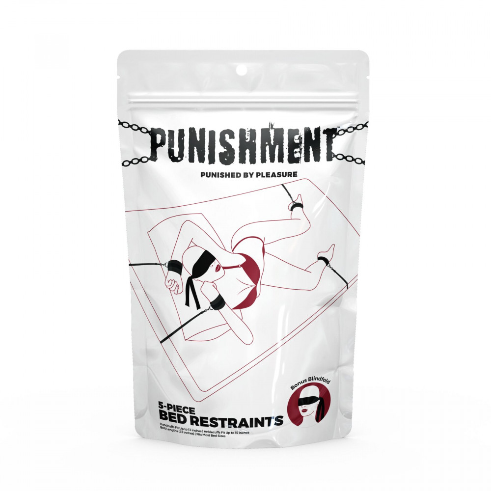 Наручники, веревки, бондажы, поножи - Растяжка на кровать Punishment - 5-Piece Bed Restraint Kit – Black 4