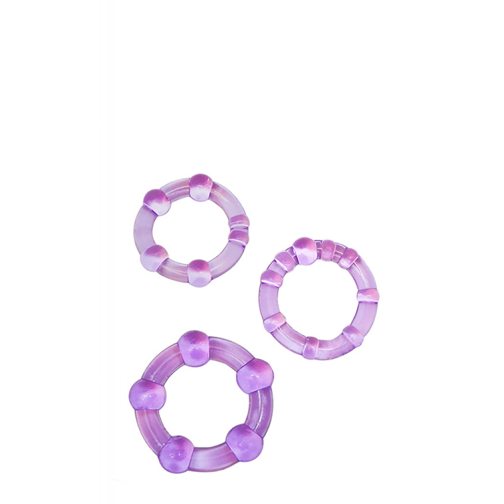 Эрекционное кольцо - Набор эрекционных колец STAY HARD BEADED PURPLE 1