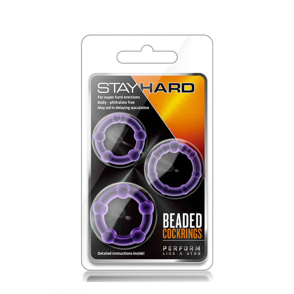 Эрекционное кольцо - Набор эрекционных колец STAY HARD BEADED PURPLE 3