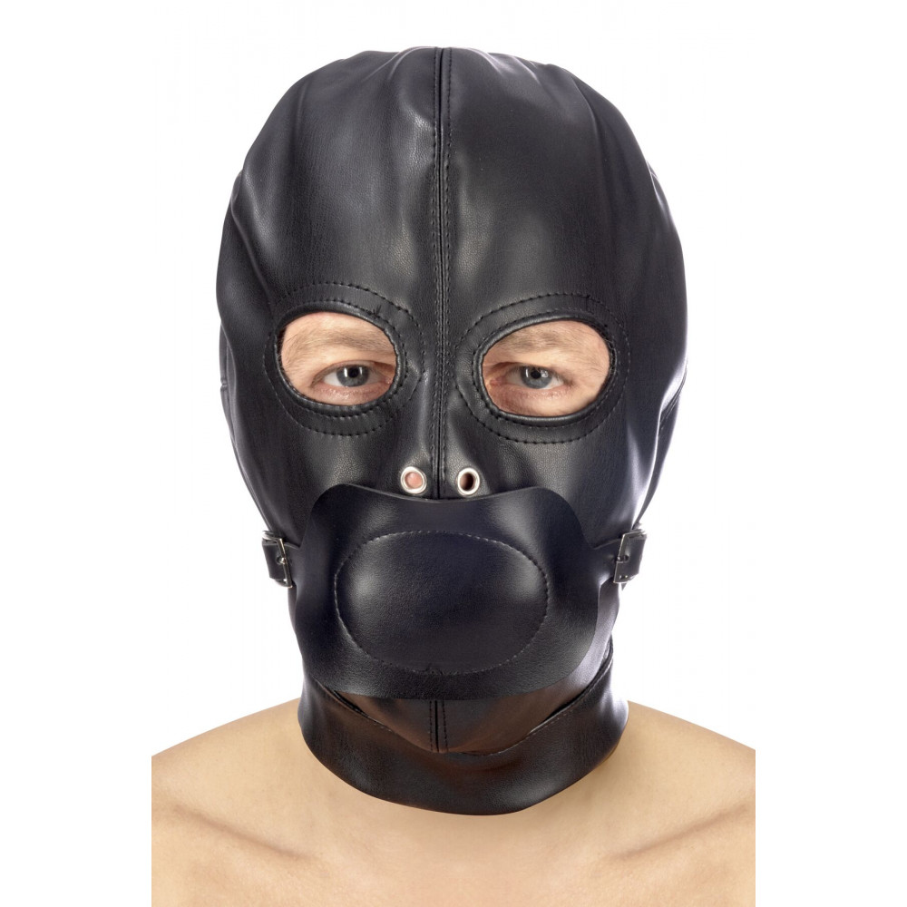 Маски - Капюшон с кляпом для БДСМ Fetish Tentation BDSM hood in leatherette with removable gag