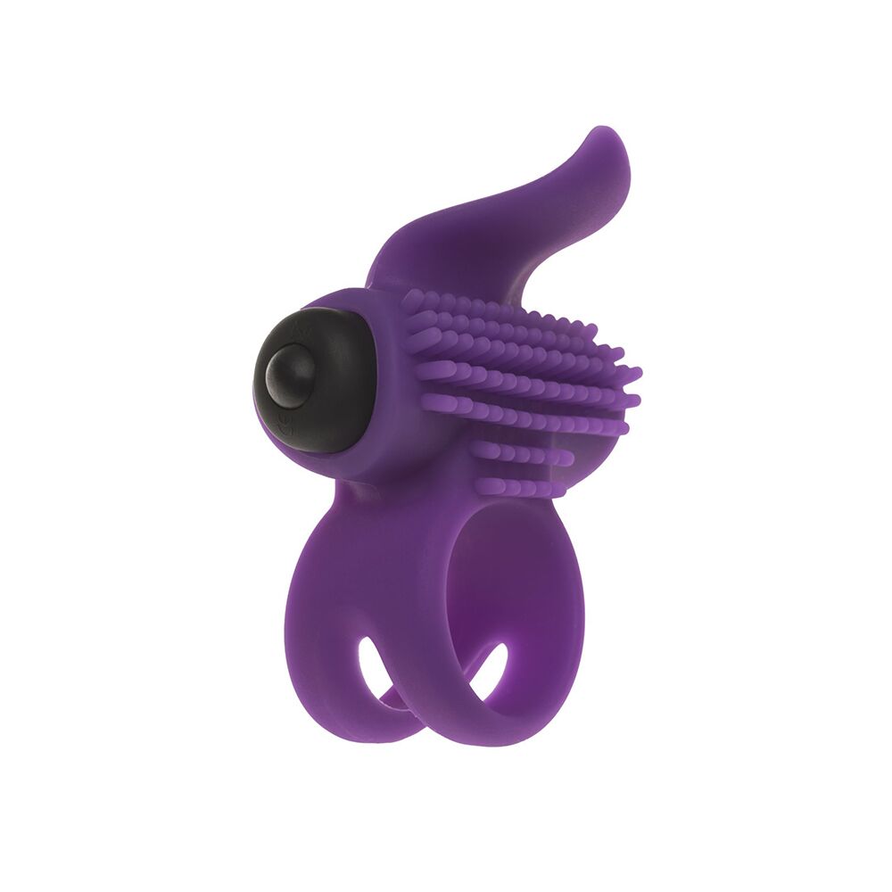 Эрекционные кольца с вибрацией - Эрекционное виброкольцо Adrien Lastic Bullet Lastic Ring с язычком и щеточкой для стимуляции клитора