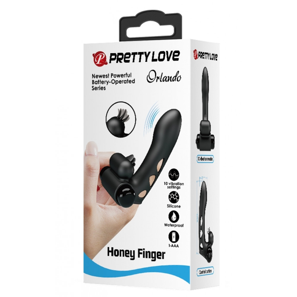 Вибратор - Клиторальный стимулятор на палец Pretty Love - Orlando Finger Black, BI-014836 1