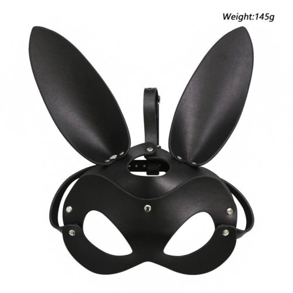 БДСМ игрушки - Маска с ушками зайчика DS Fetish экокожа черный