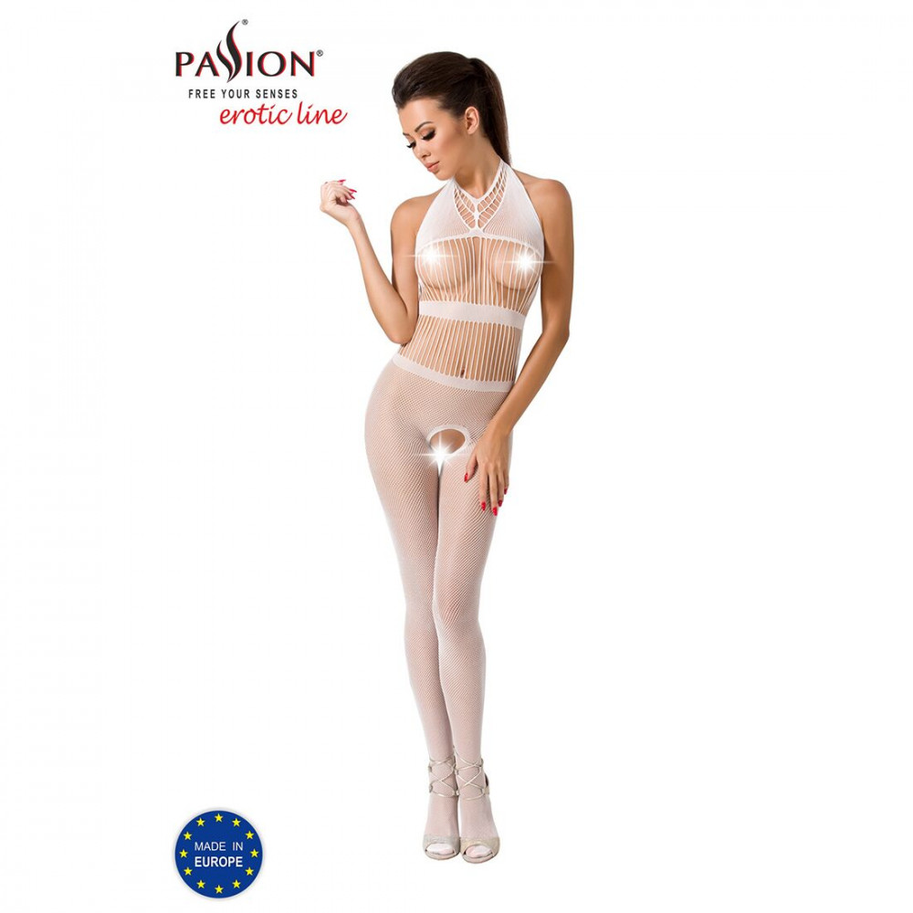 Бодистокинг - Бодистокинг Passion BS048 white, комбинезон, имитация колгот и открытого топа 4