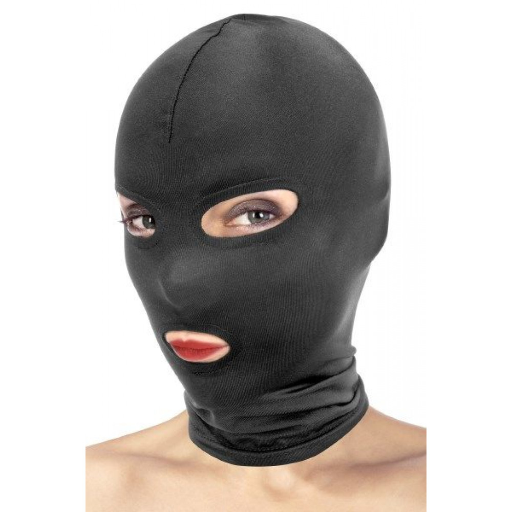 Маски - Капюшон для БДСМ с открытыми глазами и ртом Fetish Tentation Open Mouth and Eyes Hood 1