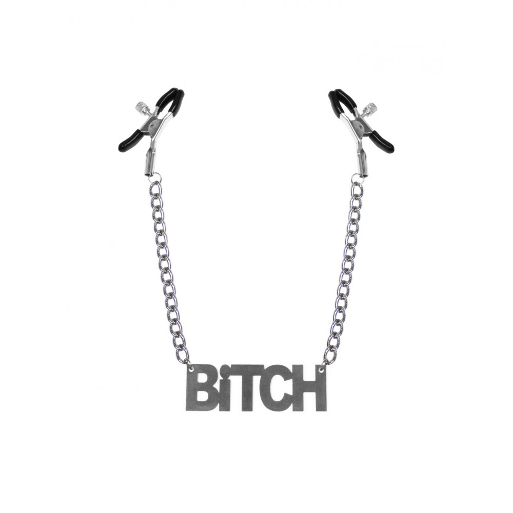 Интимные украшения - Зажимы для сосков Bitch, Feral Feelings - Nipple clamps Bitch, серебро/черный