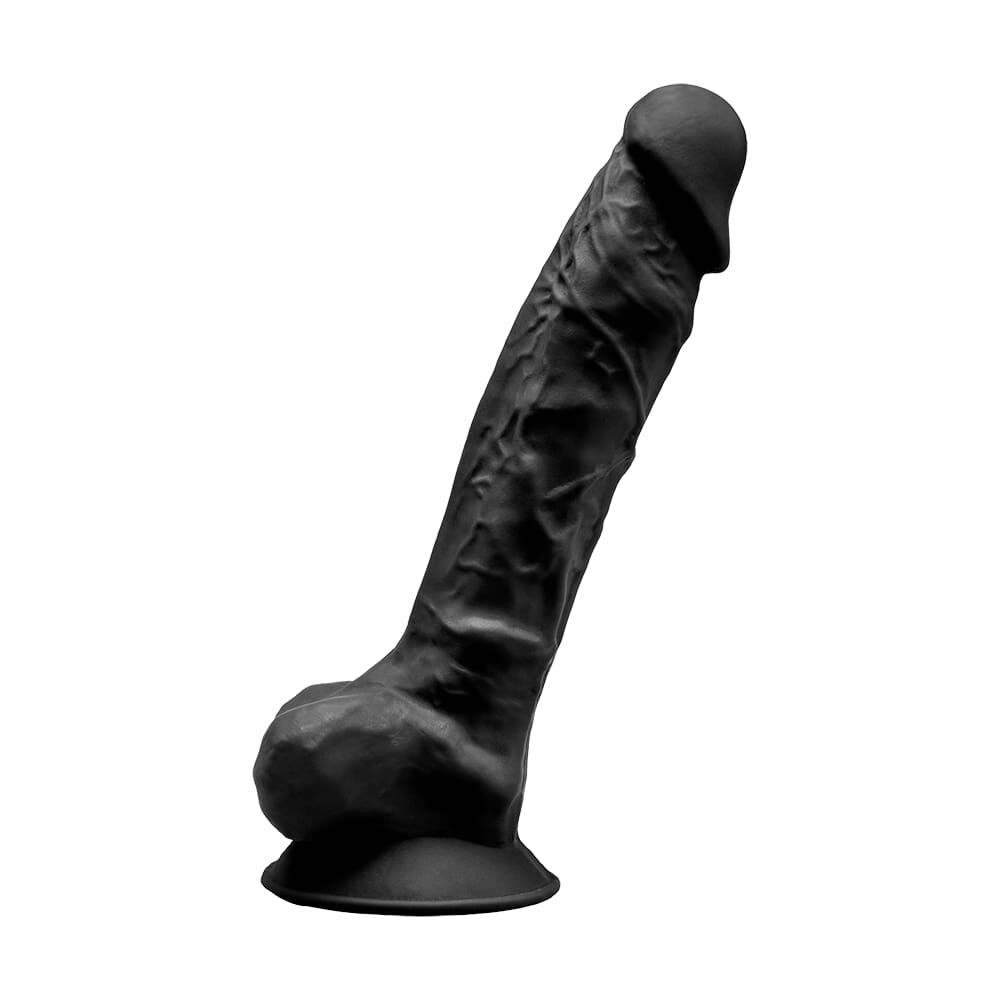 Фаллоимитаторы на присоске, двойные - Фаллоимитатор SilexD Tomas Black (MODEL 1 size 9in), двухслойный, силикон+Silexpan, диаметр 4,9см