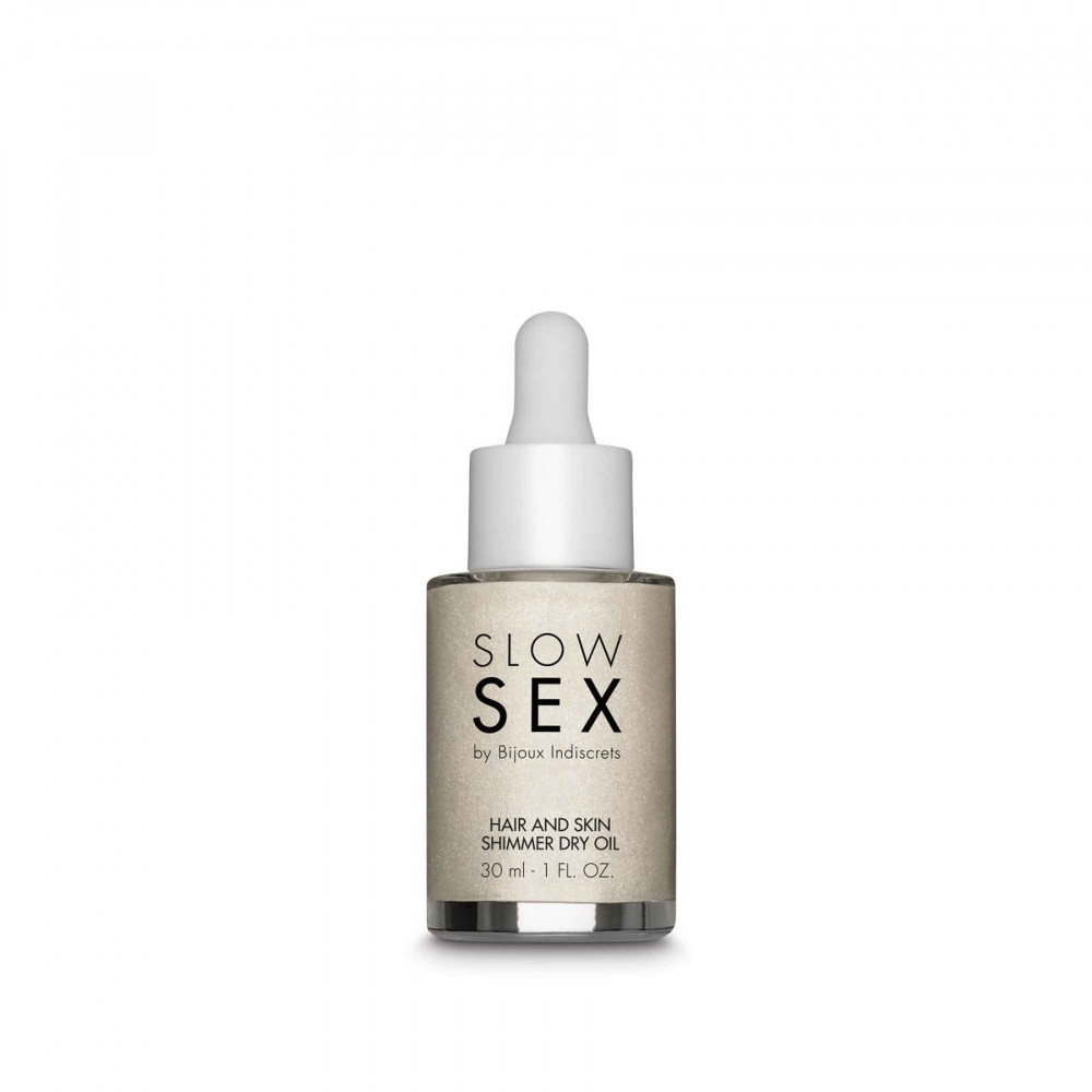 Интимная косметика - Сухое масло-шиммер для волос и тела Bijoux Indiscrets Slow Sex Hair and skin shimmer dry oil 4