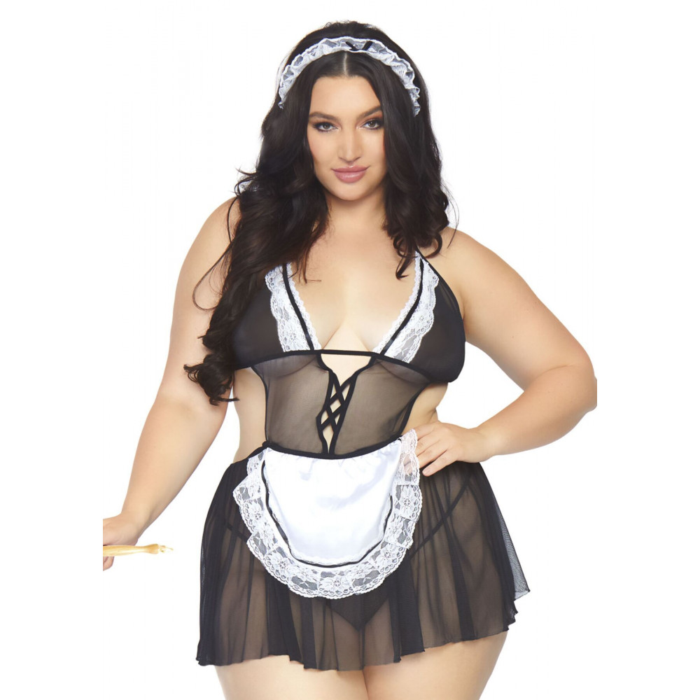 Эротические костюмы - Костюм горничной Leg Avenue Fantasy French Maid XL/XXL, платье, трусики, повязка