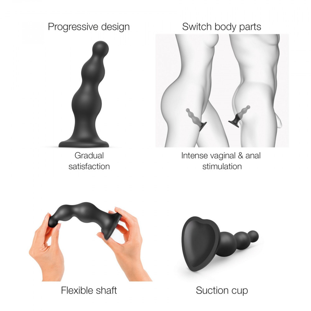 Страпон - Насадка для страпона Strap-On-Me Dildo Plug Beads Black S 4