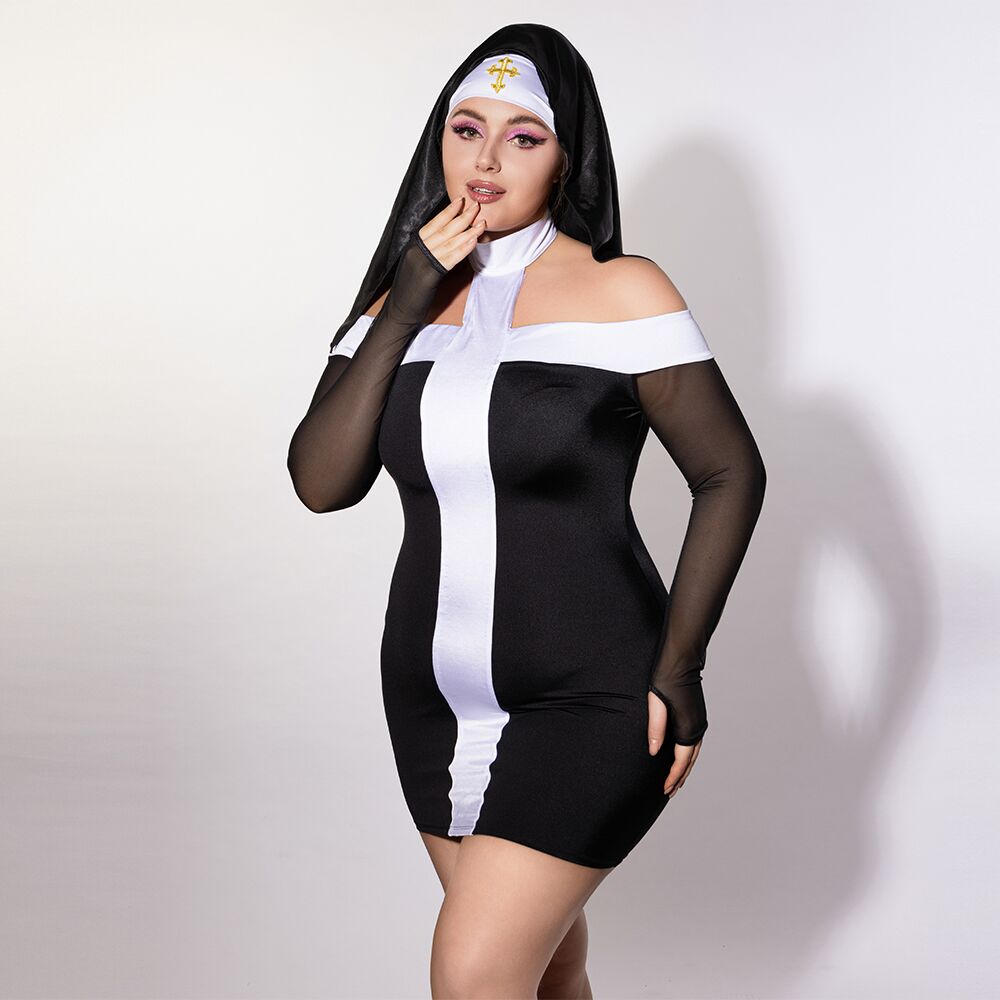 Эротические костюмы - Эротический костюм монашки JSY P61130 Plus Size 4