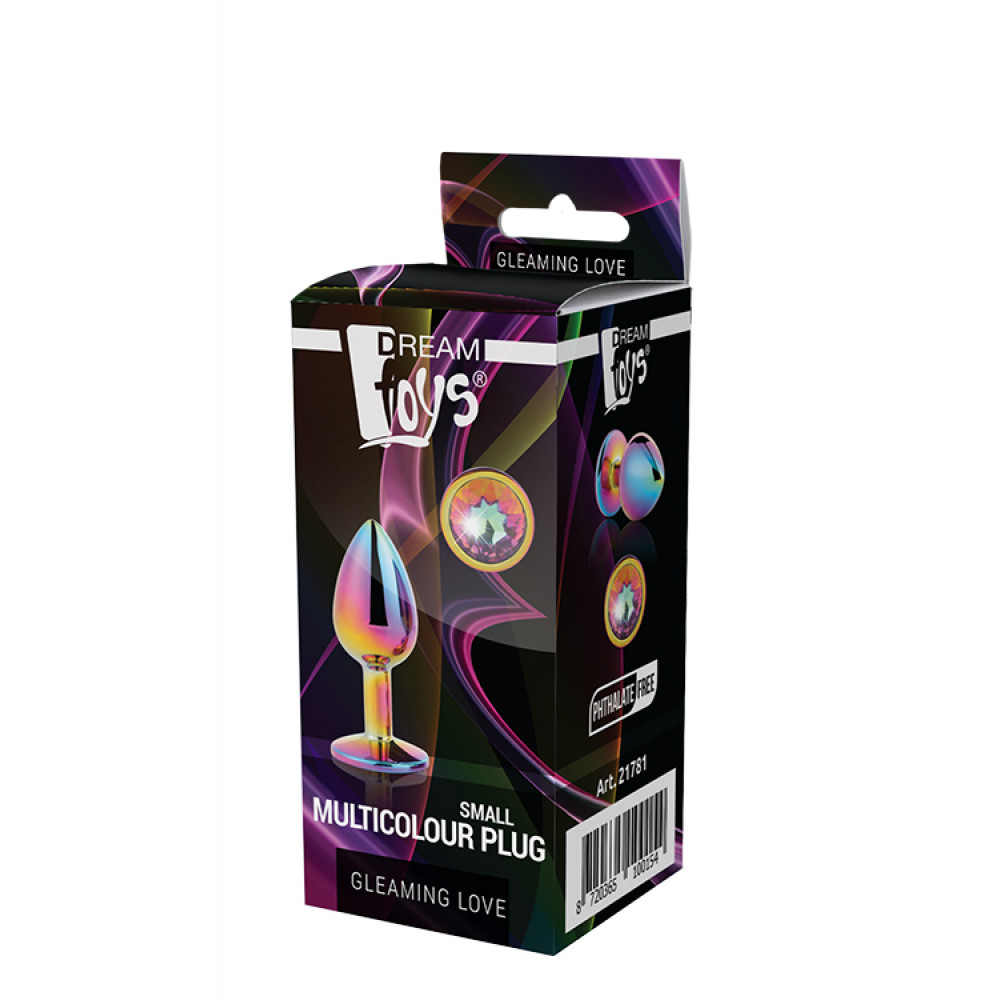 Анальная пробка со стразом - DT21781 Радужная анальная пробка GLEAMING LOVE MULTICOLOUR PLUG SMALL 3