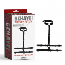 Бондаж-портупея Chisa BEHAVE! Luxury Fetish с ошейником, черная