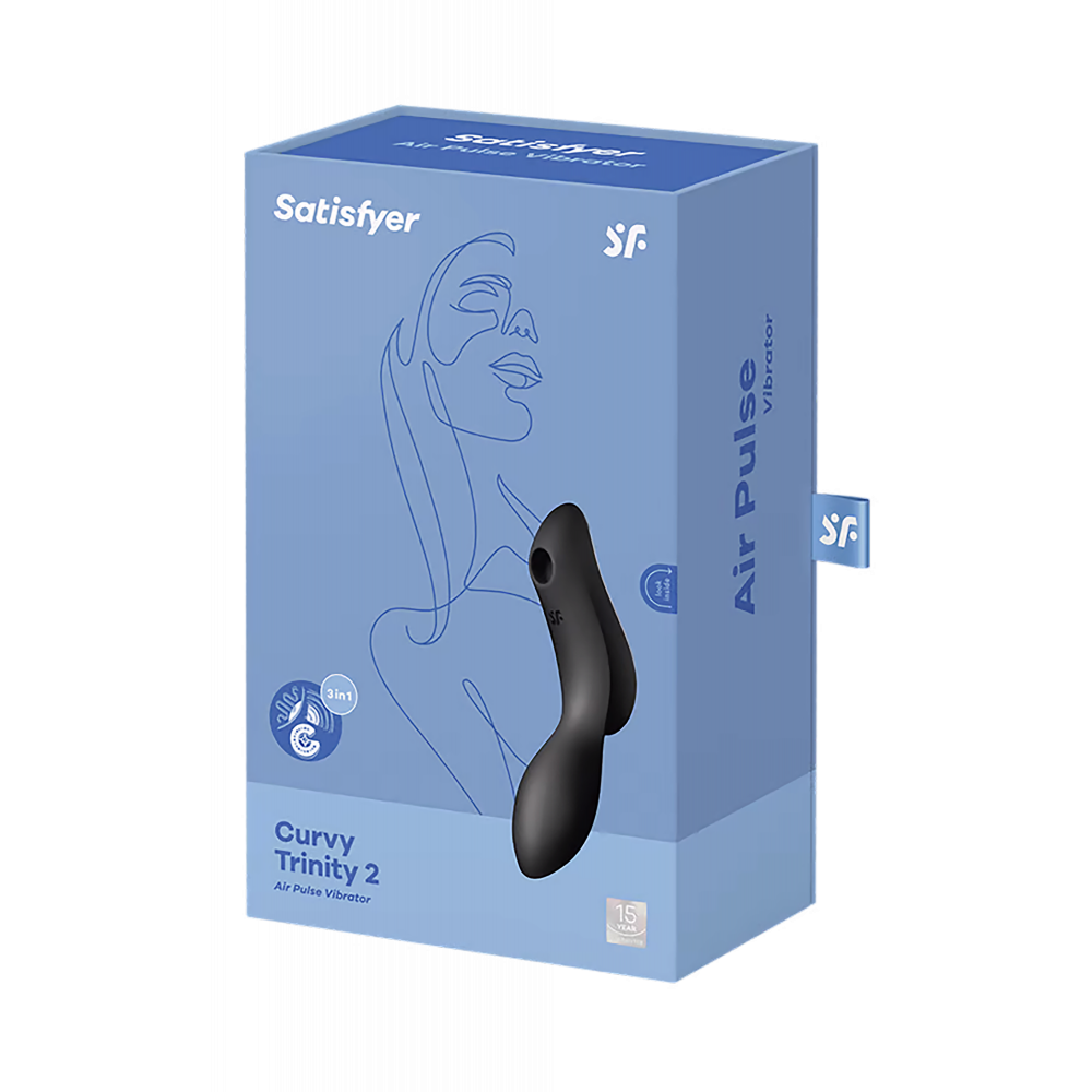 Вибраторы вакуумные - Двойной вибратор с вакуумной стимуляцией SATISFYER CURVY TRINITY 2 BLACK 1