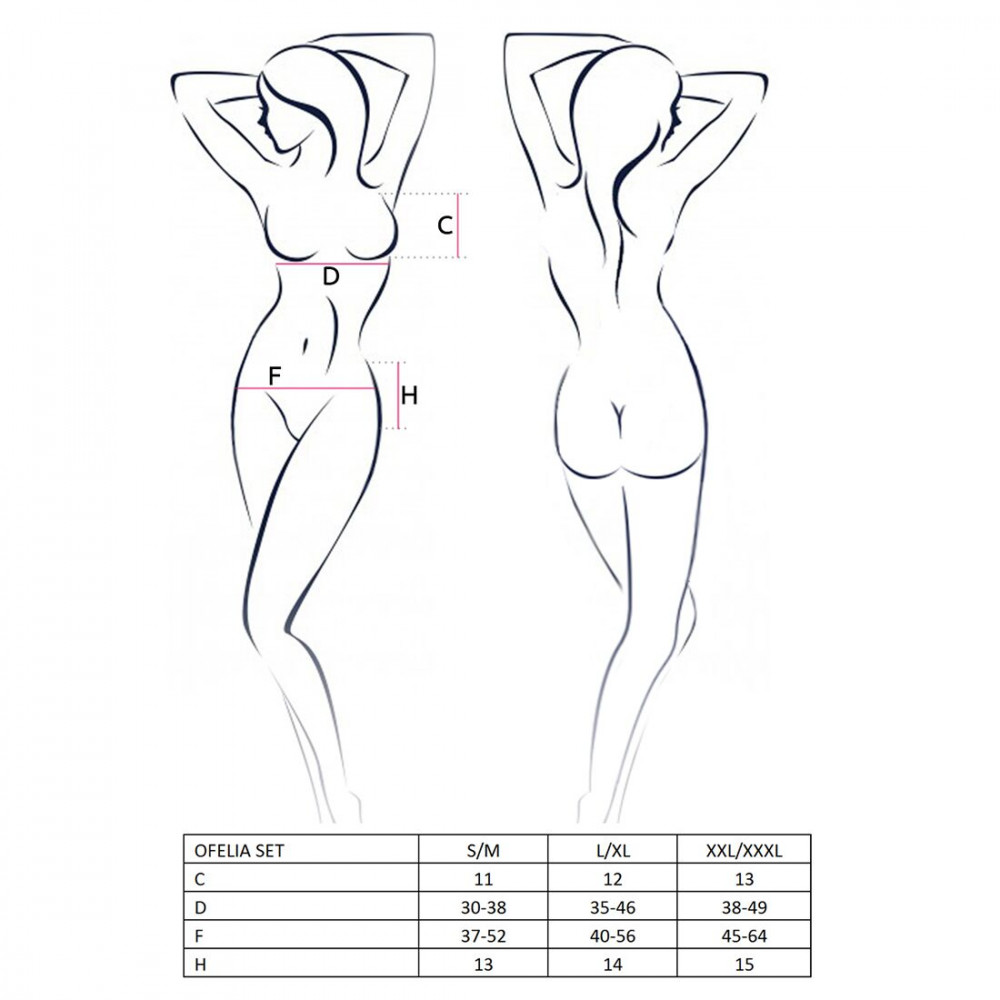 Эротические комплекты - Комплект белья OFELIA SET OpenBra white L/XL - Passion: стринги, открытый лиф, широкий пояс 1