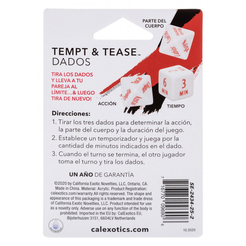 Секс игрушки - Эротическая игра для двоих California Exotic Tempt & Tease Dados кубики 3 шт. 6