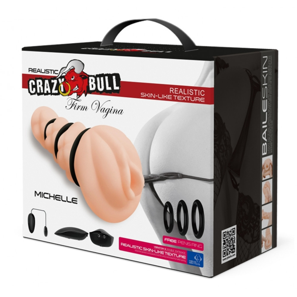 Мастурбаторы вагины - Мастурбатор с вибрацией CRAZY BULL - MICHELLE Vagina Vibration, BM-009153ZH 1
