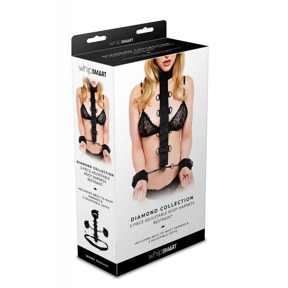 БДСМ игрушки - Набор для фиксации WHIPSMART DIAMOND 3PC RESTRAINT SET BLK 2