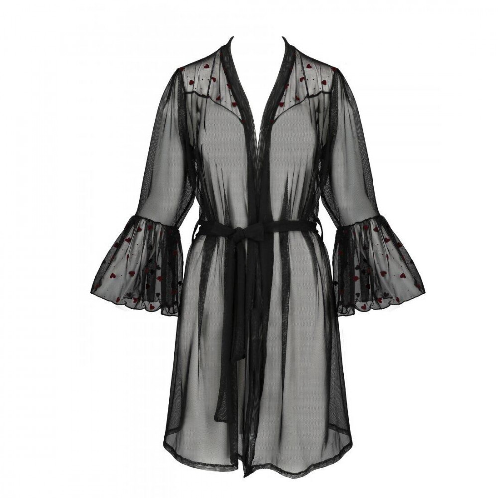 Эротические пеньюары и сорочки - Воздушный пеньюар LOVELIA PEIGNOIR black XXL/XXXL - Passion 3