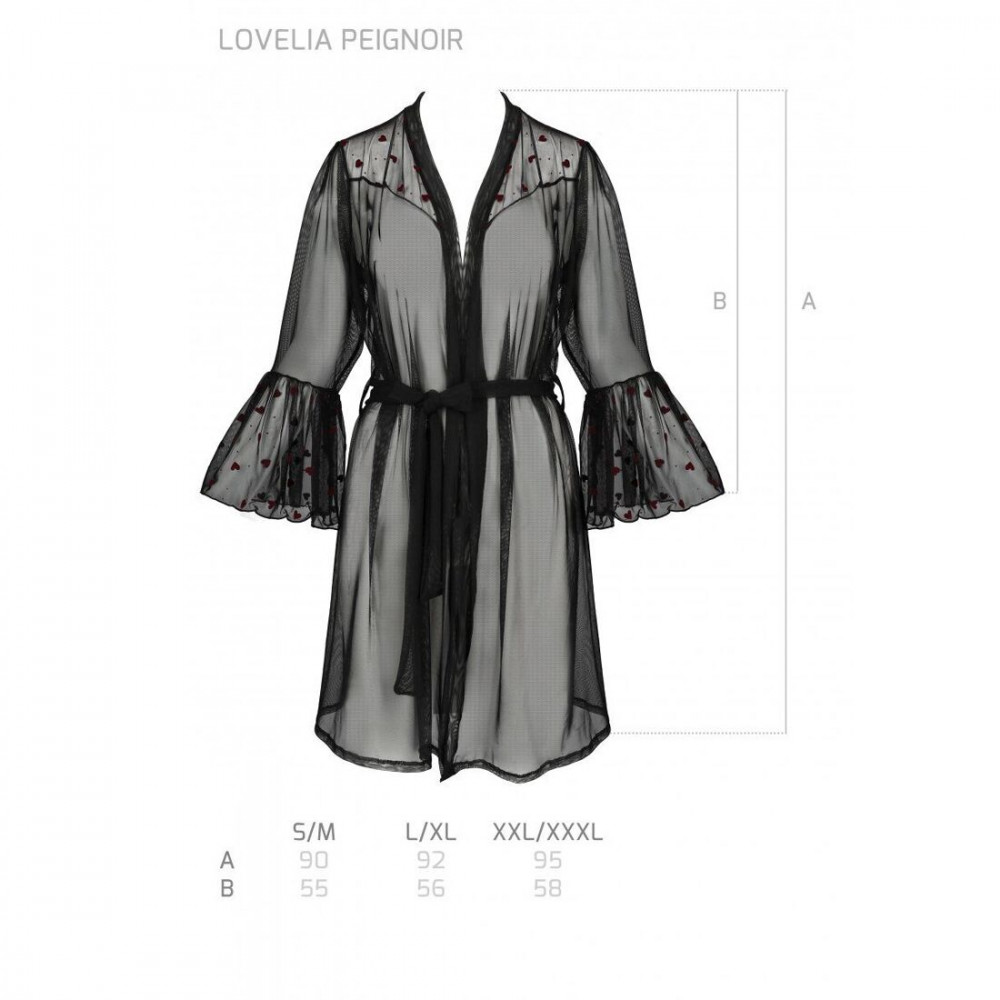 Эротические пеньюары и сорочки - Воздушный пеньюар LOVELIA PEIGNOIR black XXL/XXXL - Passion 1