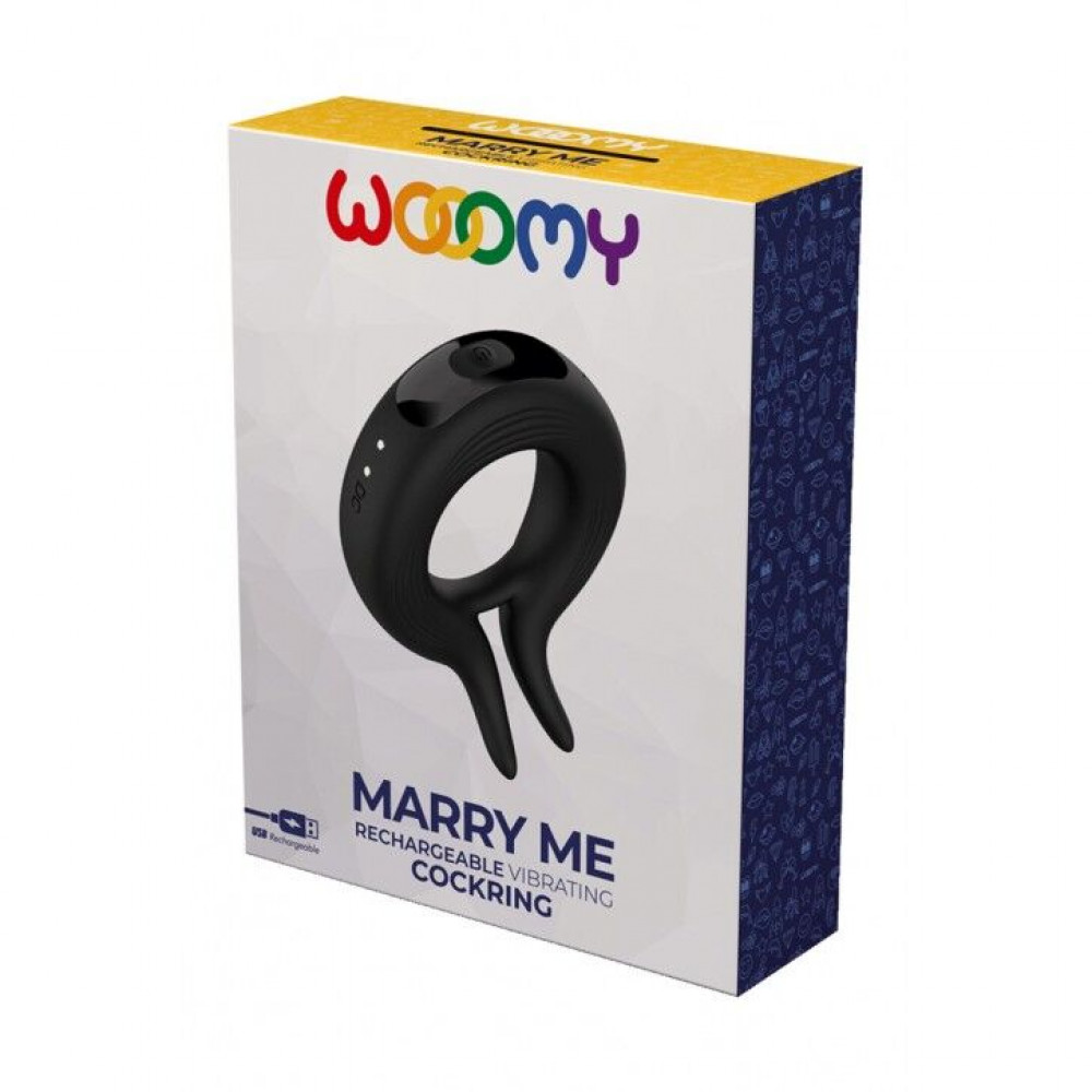 Эрекционные кольца с вибрацией - Эрекционное виброкольцо Wooomy Marry Me, перезаряжаемое, 10 режимов вибрации, диаметр 4 см 1