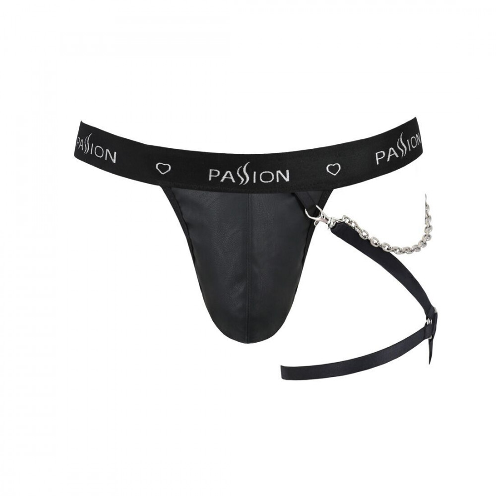 Стринги, трусы и шорты - Мужские трусики танга с подвязкой Passion 058 Thong Bill XXL/XXXL Black 2