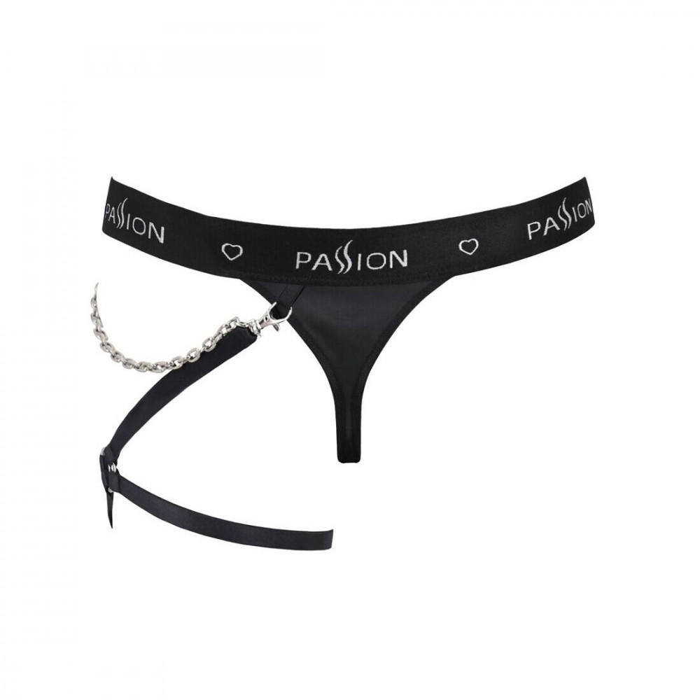 Стринги, трусы и шорты - Мужские трусики танга с подвязкой Passion 058 Thong Bill XXL/XXXL Black 1
