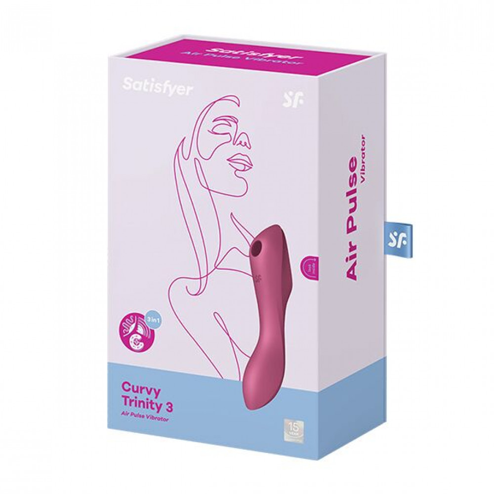 Вибраторы вакуумные - Вакуумный стимулятор с вибрацией Satisfyer Curvy Trinity 3 Red 1