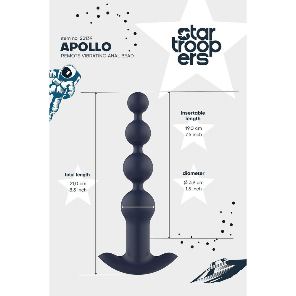 Секс игрушки - Анальная елочка с вибрацией Dream Тoys Startroopers Apollo на пульте управления, черная 9