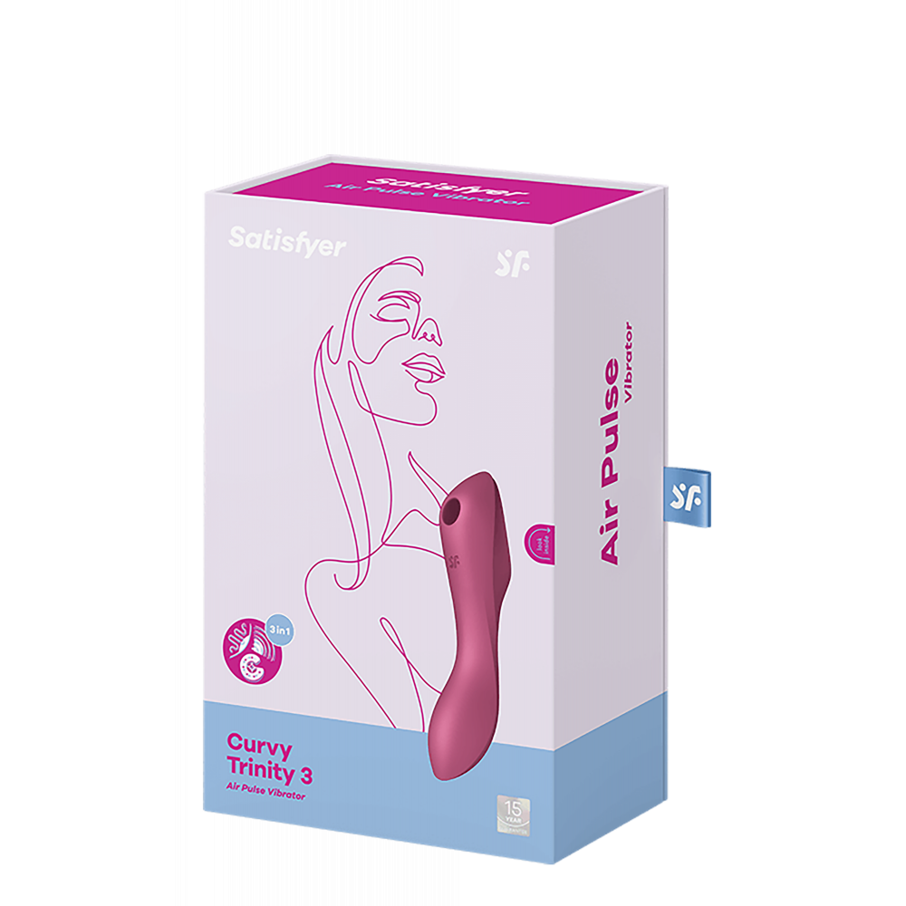 Вибраторы вакуумные - Двойной вибратор с вакуумной стимуляцией SATISFYER CURVY TRINITY 3 RED 7