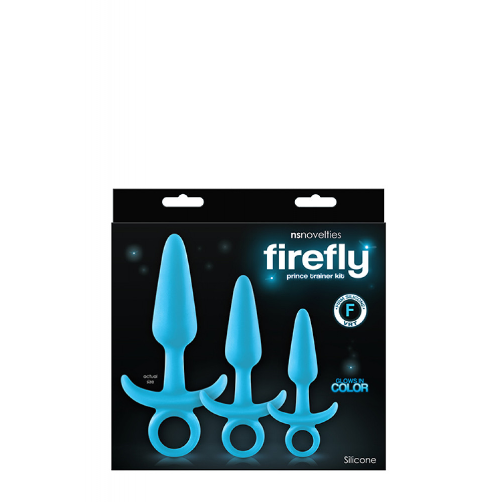 Анальная пробка - Набор светящихся анальных пробок NS Novelties FIREFLY PRINCE KIT BLUE 1